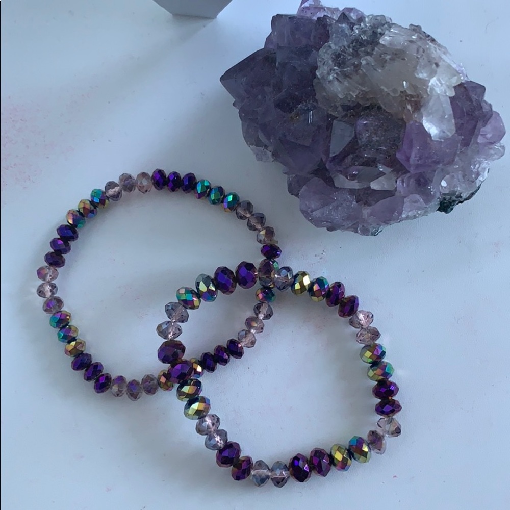 Gorgeous purple beaded bracelet set